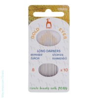 08852 Иглы ручные для штопки длинные Long Darners №8 с золотым ушком , 10шт, PONY