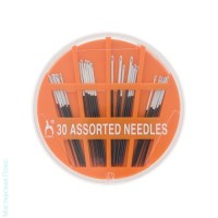 17876 Набор игл ручных Sharps BLACK с белым ушком на диске, ассорти, 30шт, PONY