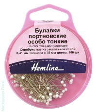 Булавки портновские особо тонкие со стеклянными головками, 41 мм, 100 шт, цвет белый